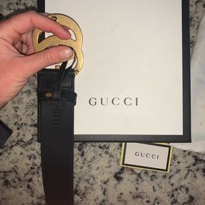 Black Gucci Belt with Gold